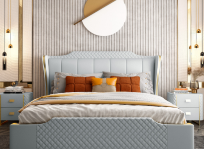 Bed Upholstery Design Luxury Double Hotel Beds Bedroom Imitation leather